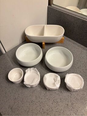 White Ceramic Serving Bowls Set